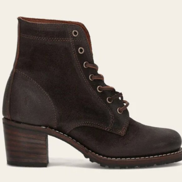 Frye Sabrina 6G Dark Brown Lace Up Combat Boots 9 - Picture 8 of 8